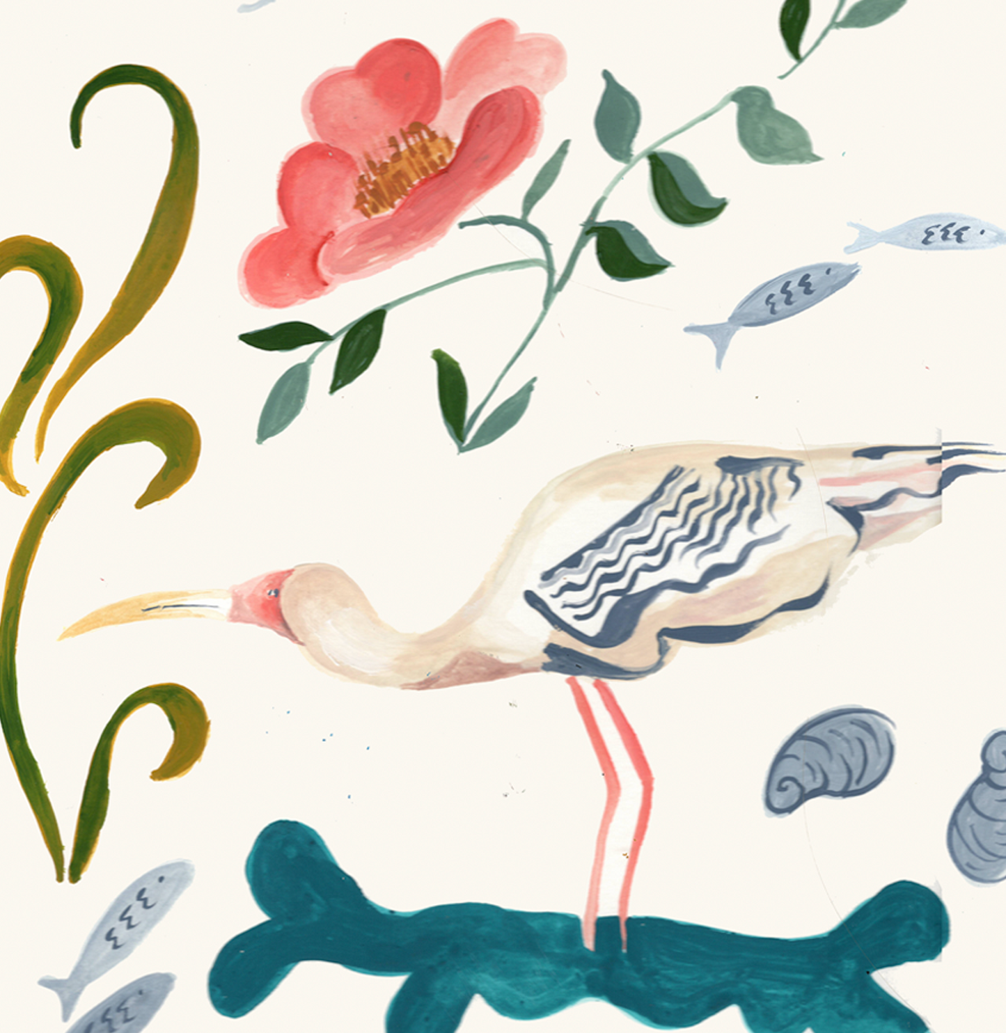 On the Marsh 11x14 Gouache Original Painting