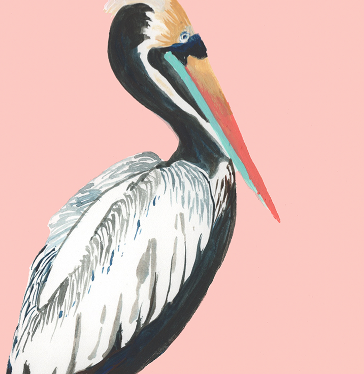 Pelican 5x7 Gouache Original Painting
