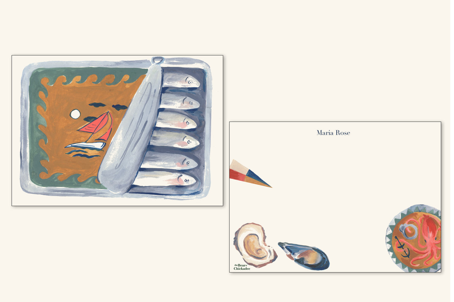 Custom Sardine Notecard Set
