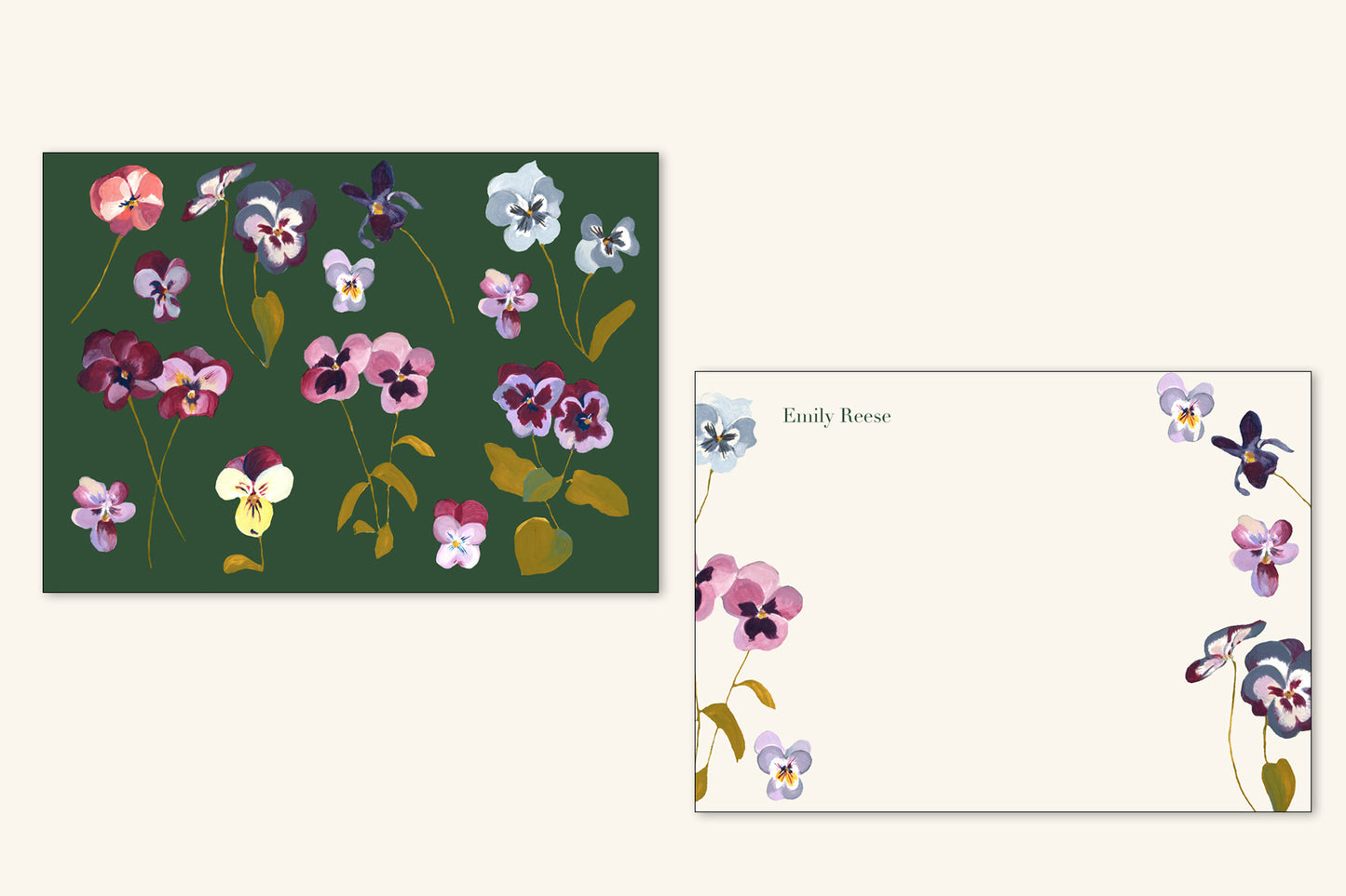 Custom Pansy Garden Notecard Set