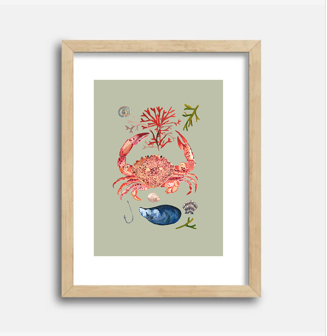 Crab w/ Bounty Art Print, 8.5 x 11