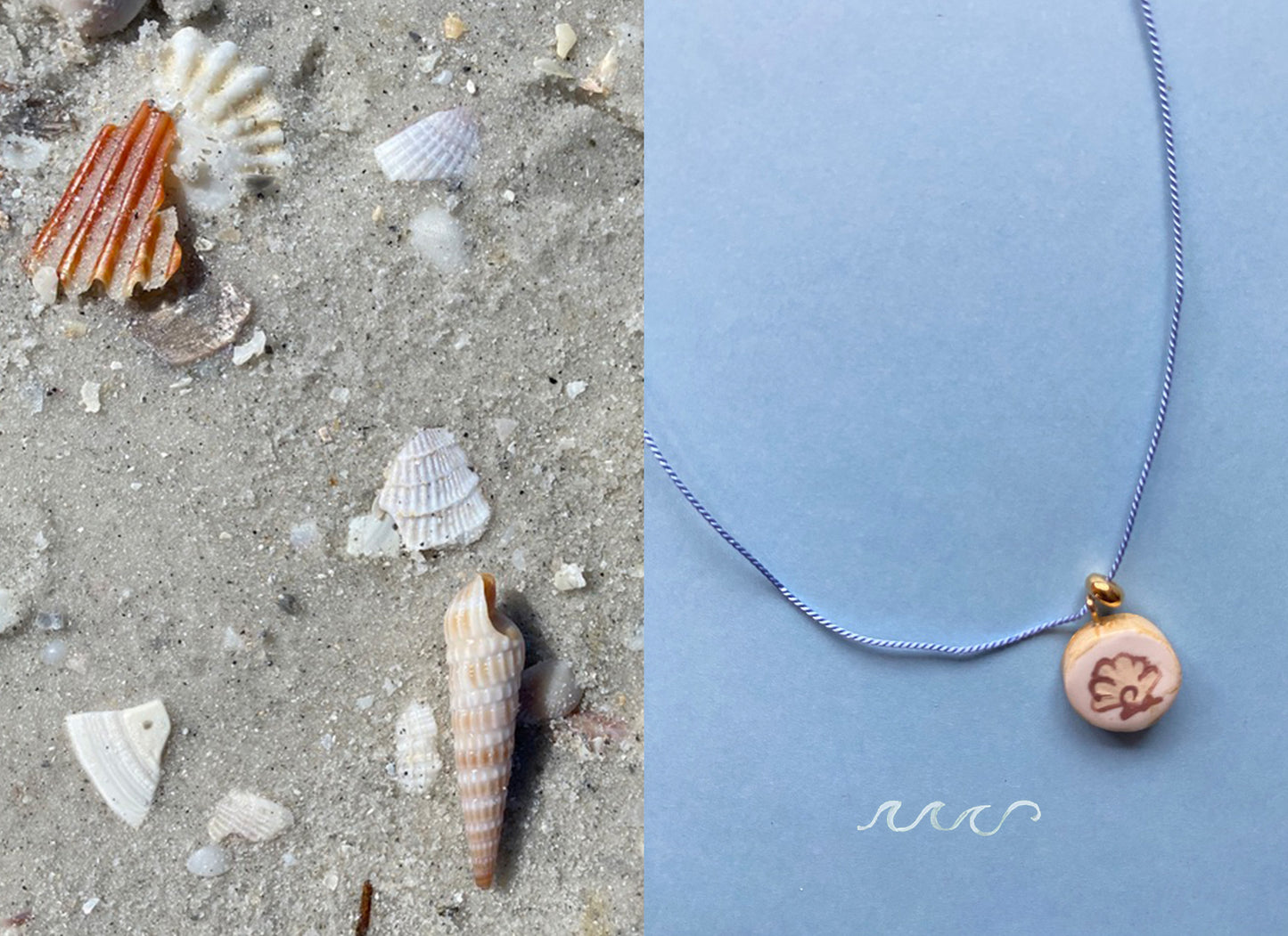 Illustrated Shell Silk Necklace
