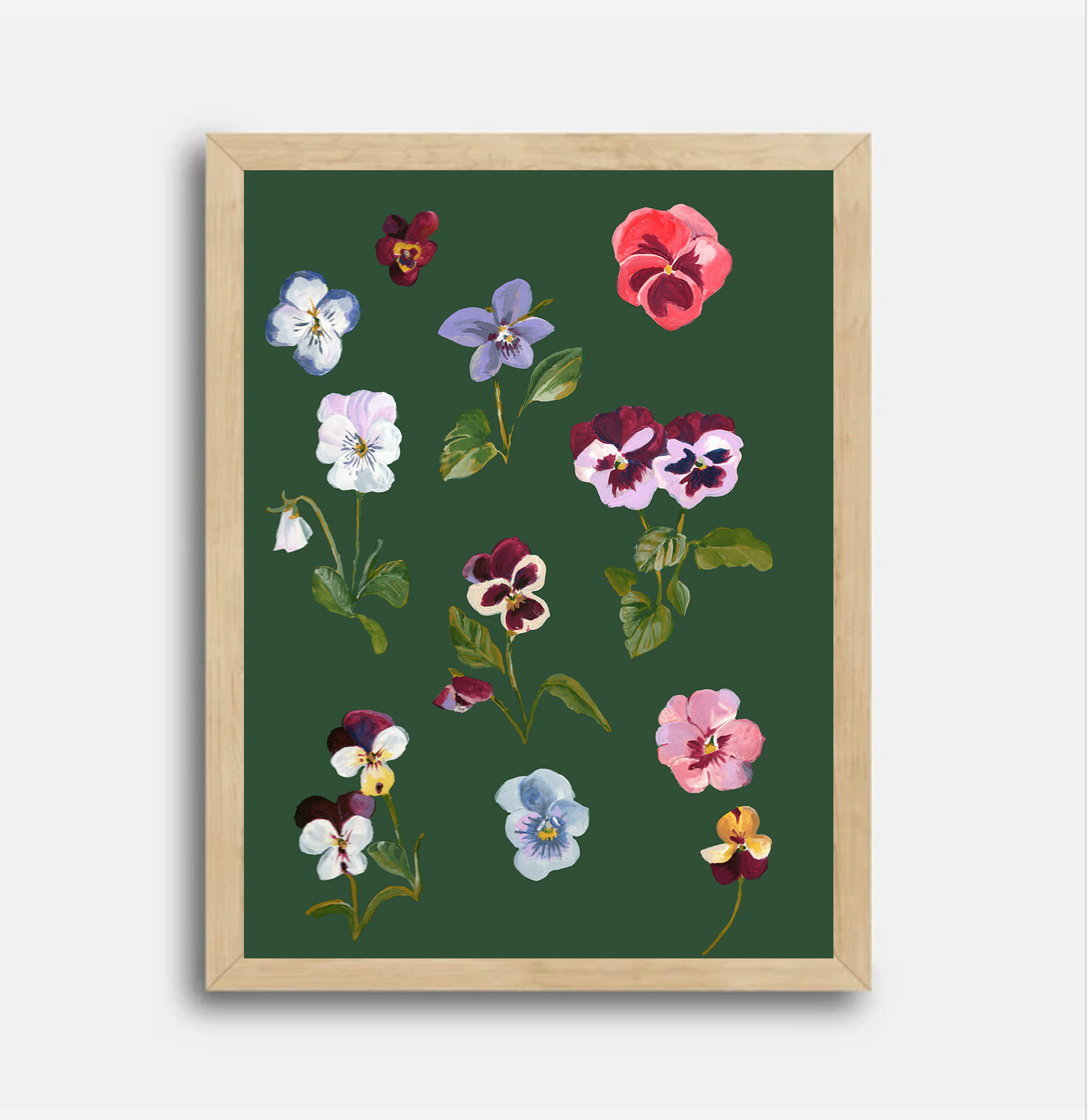 Pansy Garden 9 x 12 Gouache Original Painting