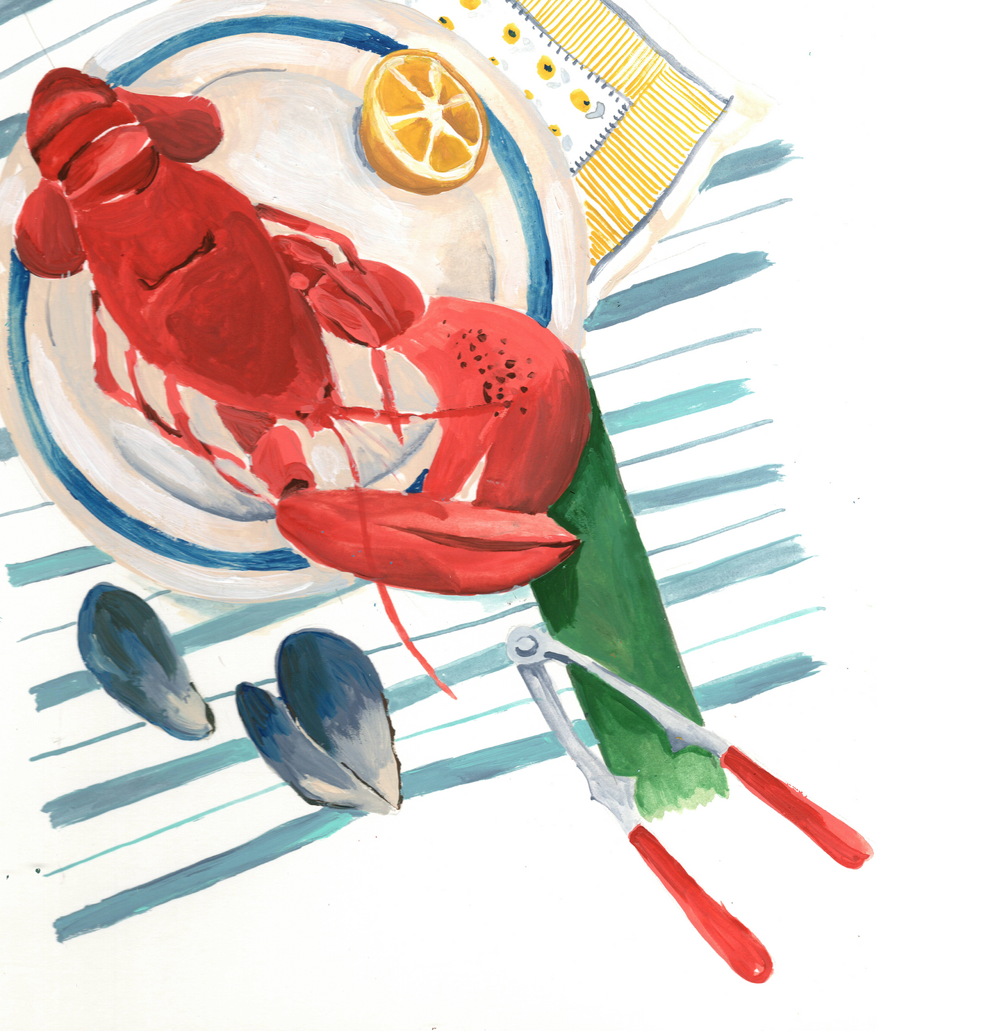 Summer Feast 9 x12 Gouache Original Painting