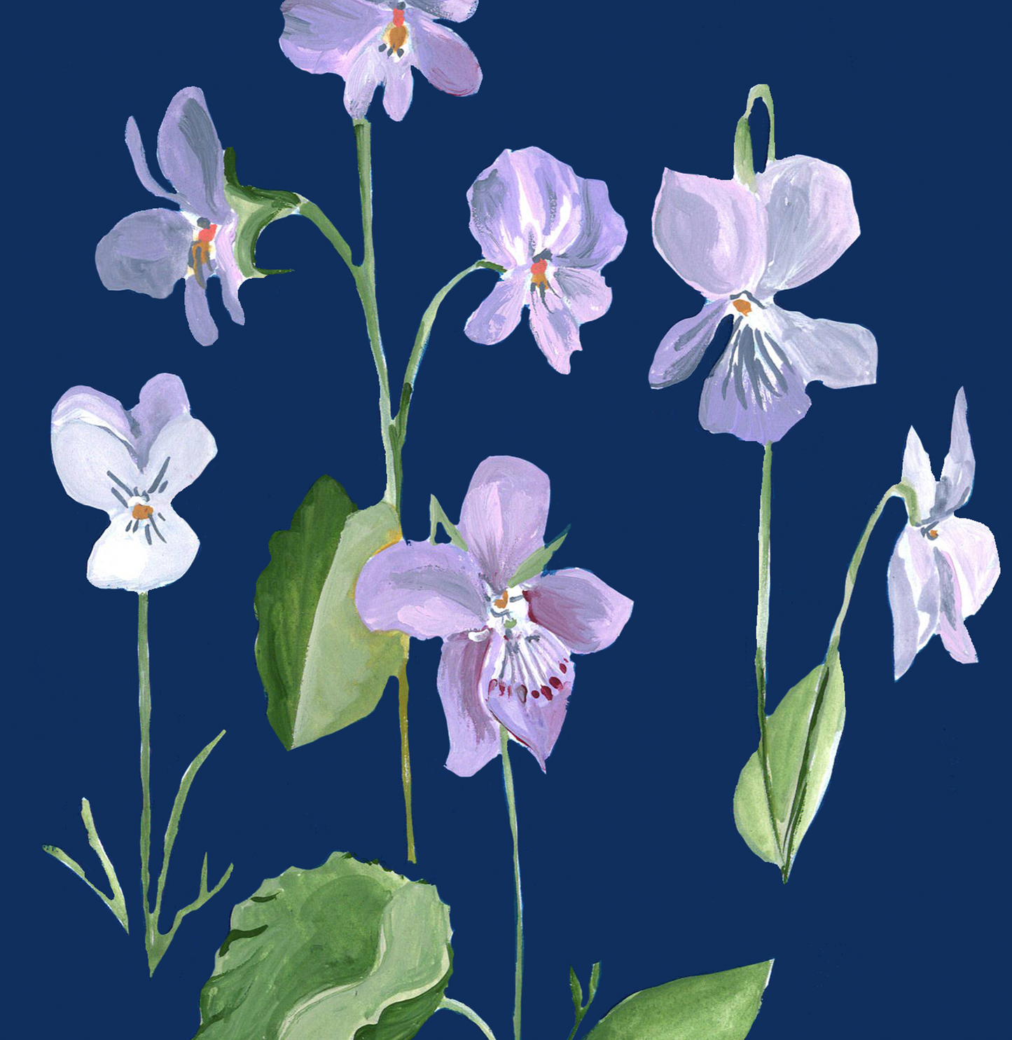 Violet Garden 5x7 Gouache Original Painting