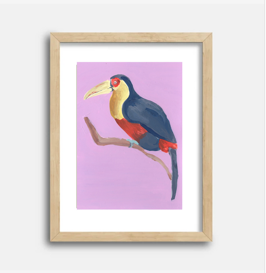 Green Billed Toucan 5x7 Gouache Original Painting