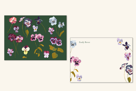 Custom Pansy Garden Notecard Set