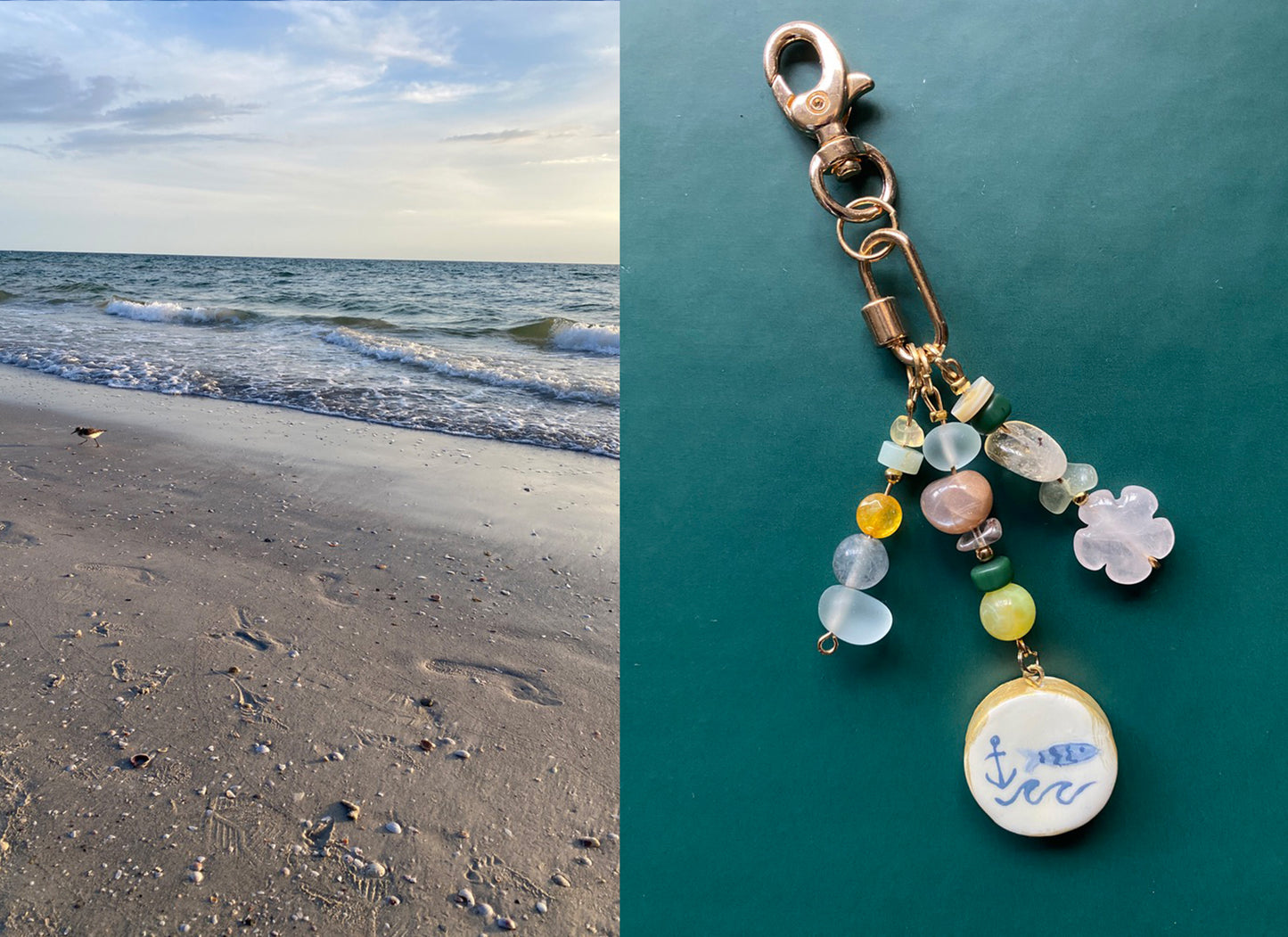 Fish + Anchor Bag Charm