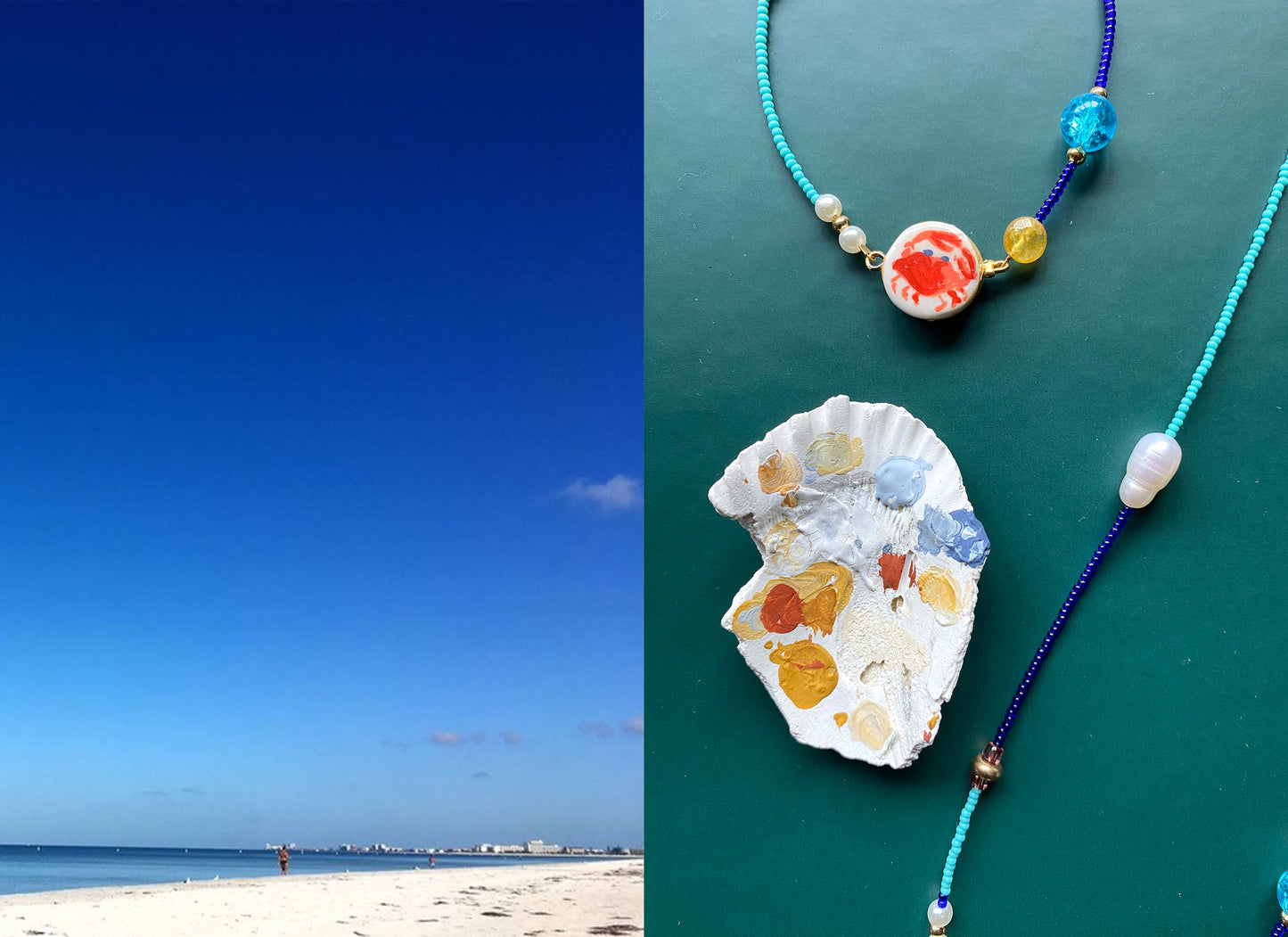 Illustrated Crab Beaded Bracelet