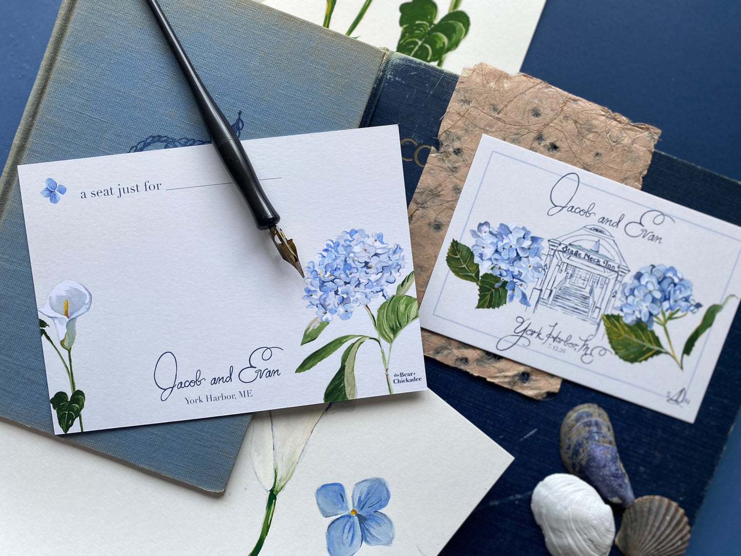 Custom Stage Neck Inn Wedding Thank You's + Postcards