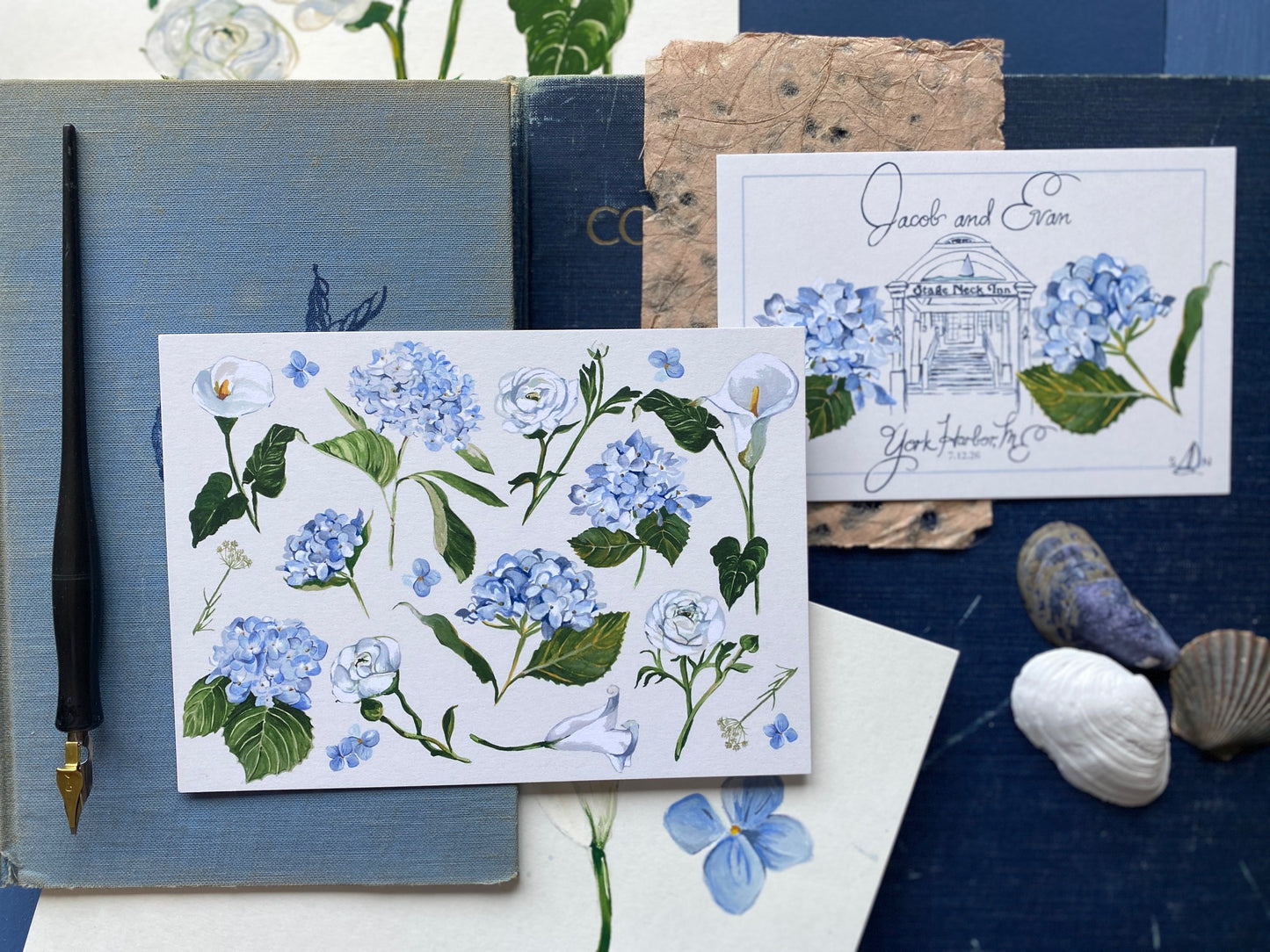 Custom Stage Neck Inn Wedding Thank You's + Postcards