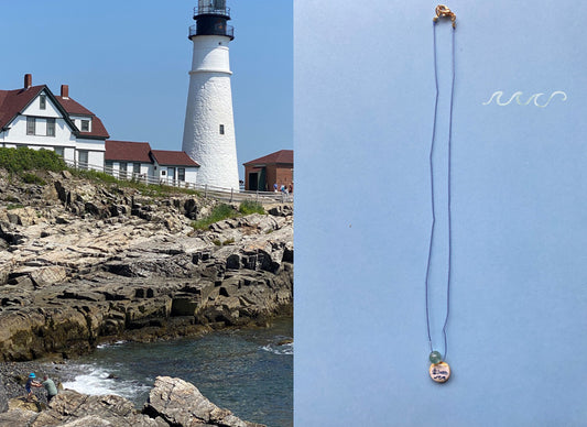 Illustrated Fish and Anchor Silk Necklace