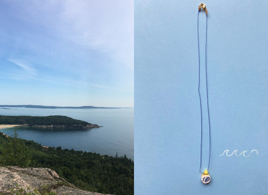 Illustrated Oyster Wave Silk Necklace