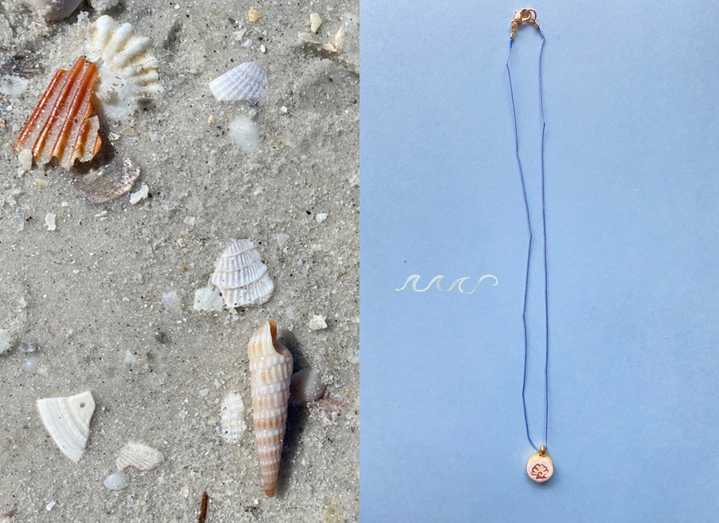 Illustrated Shell Silk Necklace