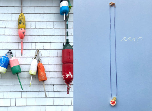 Illustrated Crab Silk Necklace