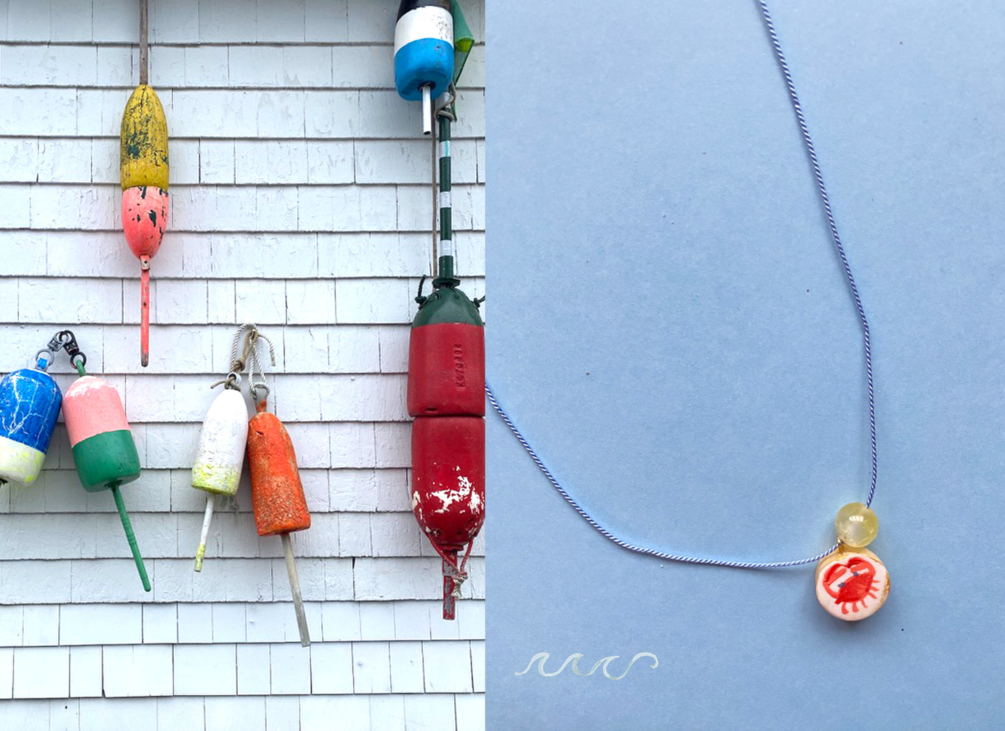 Illustrated Crab Silk Necklace