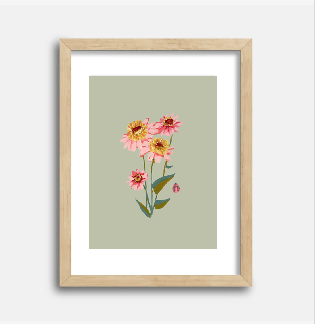 Zinnia Art Print, 8.5 x 11