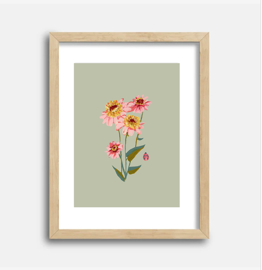 Zinnia Art Print, 8.5 x 11
